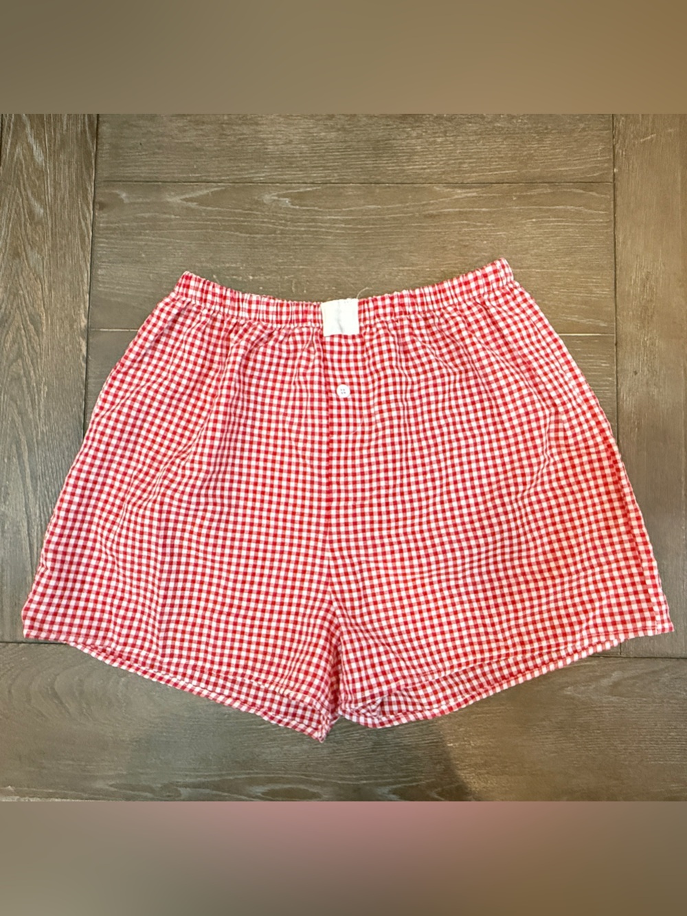 Red Gingham Women's Shorts with Elastic Waist